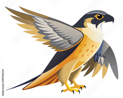 a graceful watercolor of a peregrine falcon with swift wings