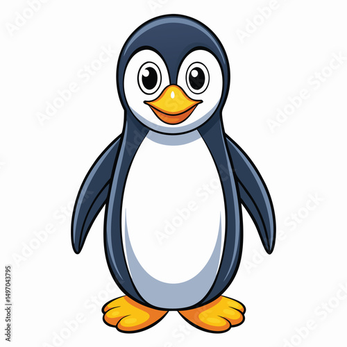 a realistic portrayal of a penguin standing upright with its black and white plumage