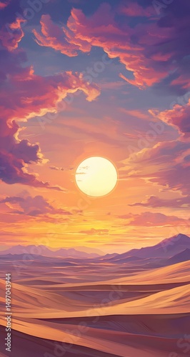 Desert Sunset with Vibrant Sky.