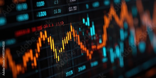 Aktienmarkt-Datenvisualisierung, fallende Kurse, Finanzdatenanalyse