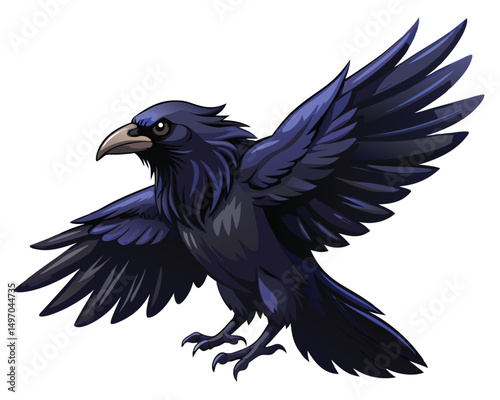 a soft watercolor of a common raven with its glossy black feathers