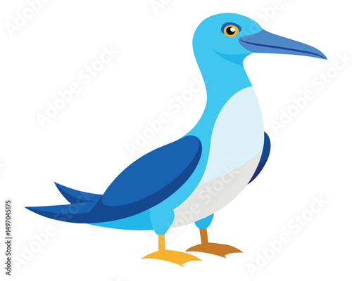 a stunning watercolor of a blue footed booby with its unique feet