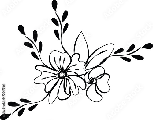 Wallpaper Mural Elegant Black Line Art Floral Design Element for Wedding Invitations Torontodigital.ca