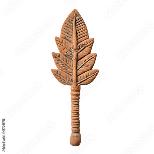 A Terracotta Arrow with Indus Valley Pipal Leaves H Isolated on Transparent Background