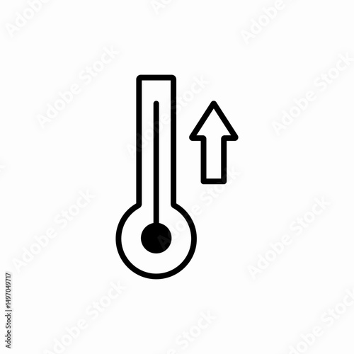 Temperature rise thermometer icon vector sign