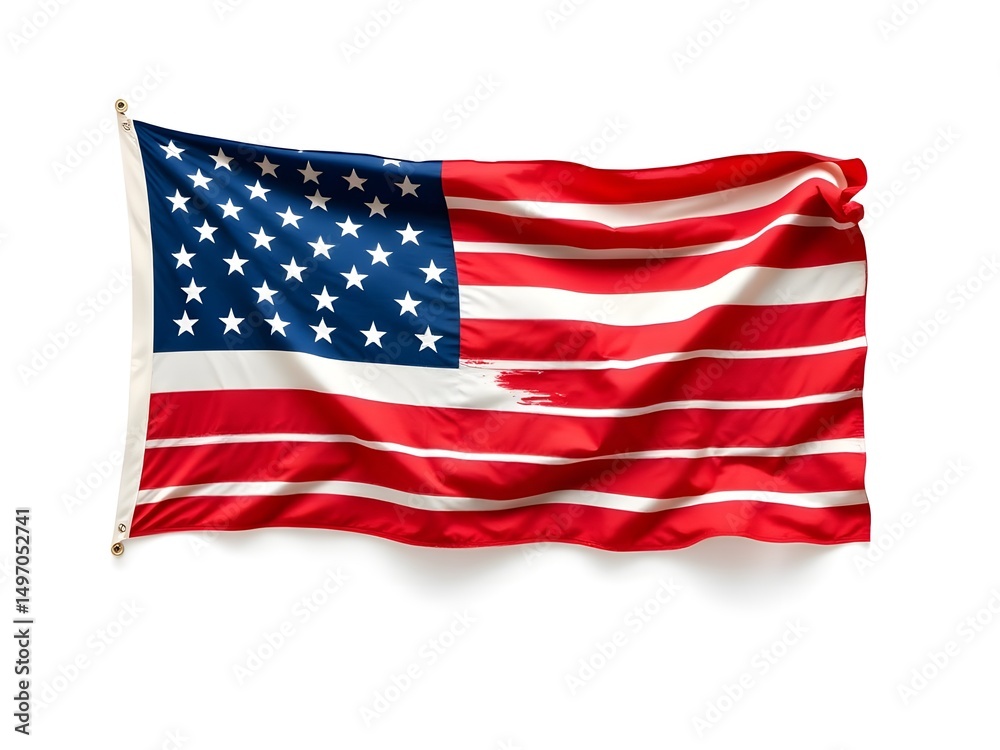 Obraz premium United State of America map flag isolated on the white background.