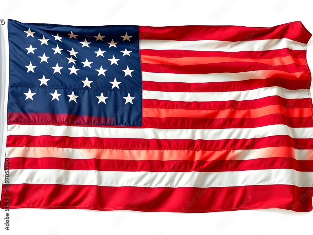 Fototapeta premium United State of America map flag isolated on the white background.