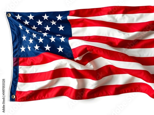 United State of America map flag isolated on the white background.