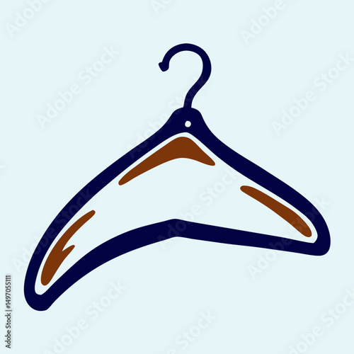 Dark Blue and Brown Plastic Clothes Hanger Illustration