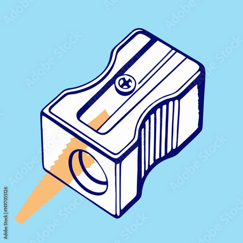 Handheld Pencil Sharpener Illustration, Office Supply, School Stationery