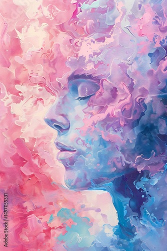 Rêve et pensées, peinture sur le thème du bien être et de l'imaginaire
