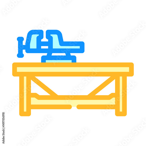 workbench vice clamp garage color icon vector illustration