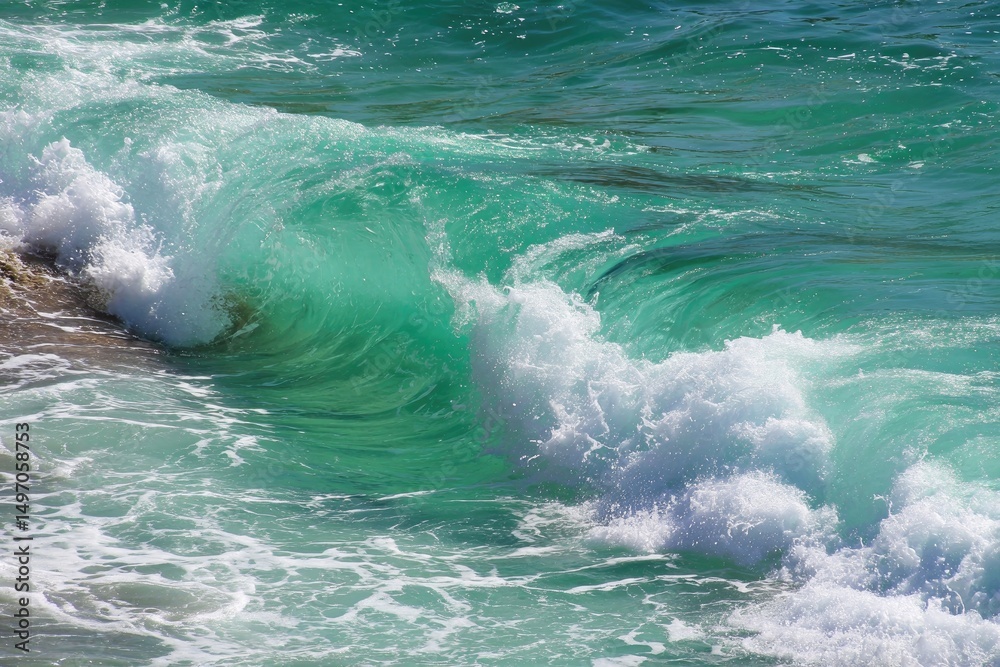 Fototapeta premium Turquoise Waters Crashing with Foaming White Crests