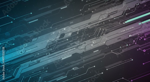 Wallpaper Mural Abstract Futuristic Technology Background Circuit Board Design, Digital Lines, Neon Glow, Tech Texture, Hi-Tech Pattern, Cyberpunk Style, Modern Digital Art, Torontodigital.ca