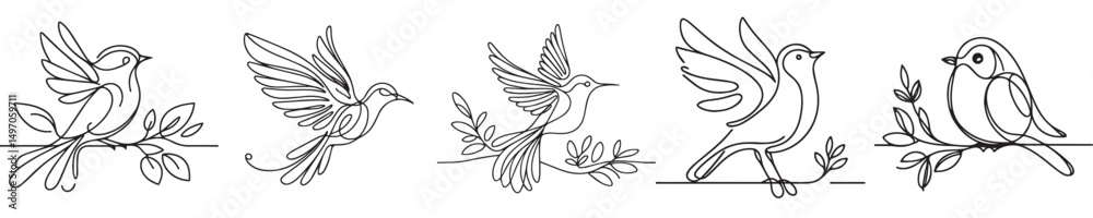 Fototapeta premium continuous line style bird vector
