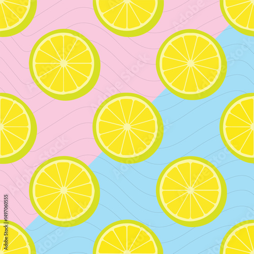 Slices Yellow Lemon Summer Background Pro Vector , seamless pattern with lemons