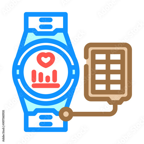 solar powered fitness tracker outdoor color icon vector illustration