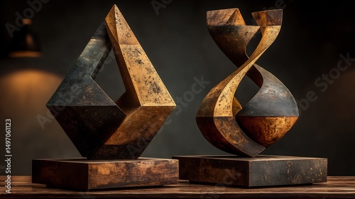 Abstract Wooden Sculptures with Modern Art, and Home Decor. (1)