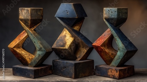 Abstract Wooden Sculptures with Modern Art, and Home Decor.