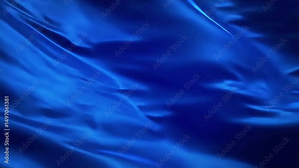 Royal Blue Silk Fabric Flowing in Gentle Waves, Abstract Motion Background