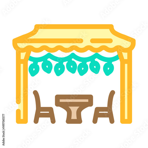 tent outdoor retreat wellness sustainable fitness color icon vector illustration