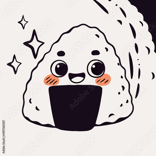 Cute Cartoon Onigiri Rice Ball Illustration
