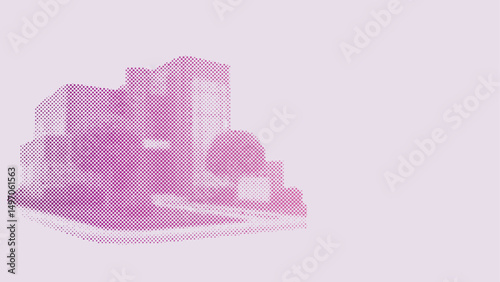 Halftone dots pattern of A house model for business or investment concept