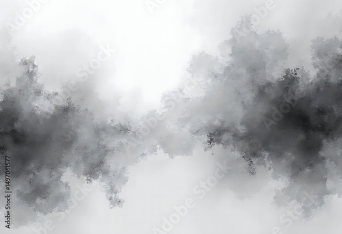 Black and White Abstract Watercolor Texture Background – Grayscale Ink Wash with Cloudy Blotches and Subtle Paper Texture – High-Resolution Hand-Painted Art