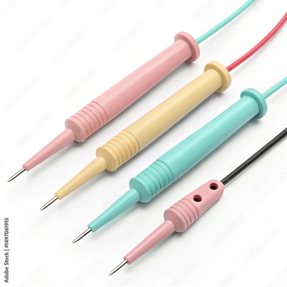 Fototapeta premium Set of probes for circuit measurement and testing highlighting feature analysis and lab tools 