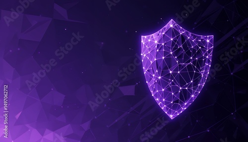 Futuristic digital shield made of glowing connected points and lines representing cybersecurity protection