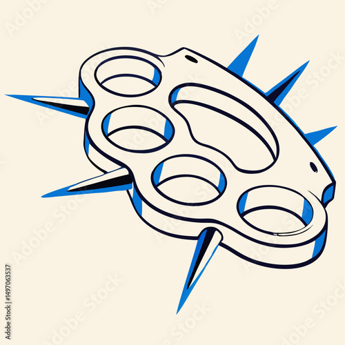 Spiked Brass Knuckles Illustration: Metal Knuckle Duster Design