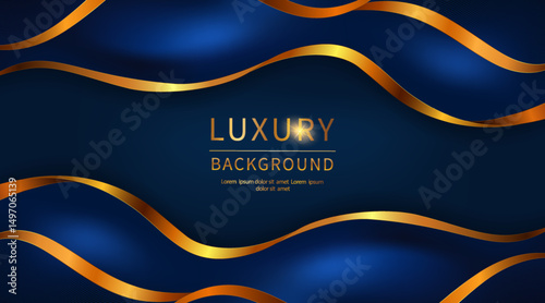 Deluxe navy blue wavy line abstract background, sparkling decorative wavy line background for invitations, certificates, award nominations, cover