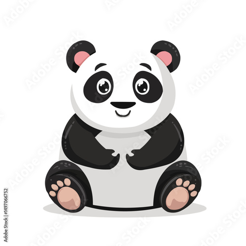 cute cartoon panda on isolated flat