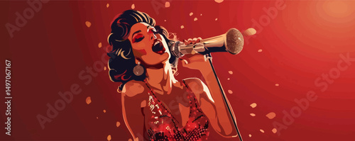 female, lady, woman, retro, vintage, beauty, person, pop, style, vector, pretty, face, young, fashion, comic, hair, art, cartoon, illustration, singer, voice, sound, music, microphone, poster, backgro
