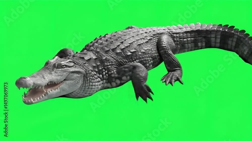 Realistic Alligator Chrome Key | Green Screen Background Video | 8K HDR Cinematic Studio Clip