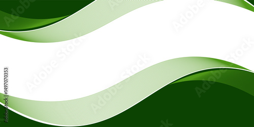 Abstract green wave background, Vector green line background curve element with white space for text and message design, overlapping layers.