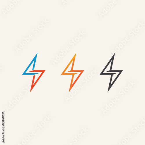 Powerful Lightning Bolt Logo Design with Electric Energy Flash Icon in Vector Style Format