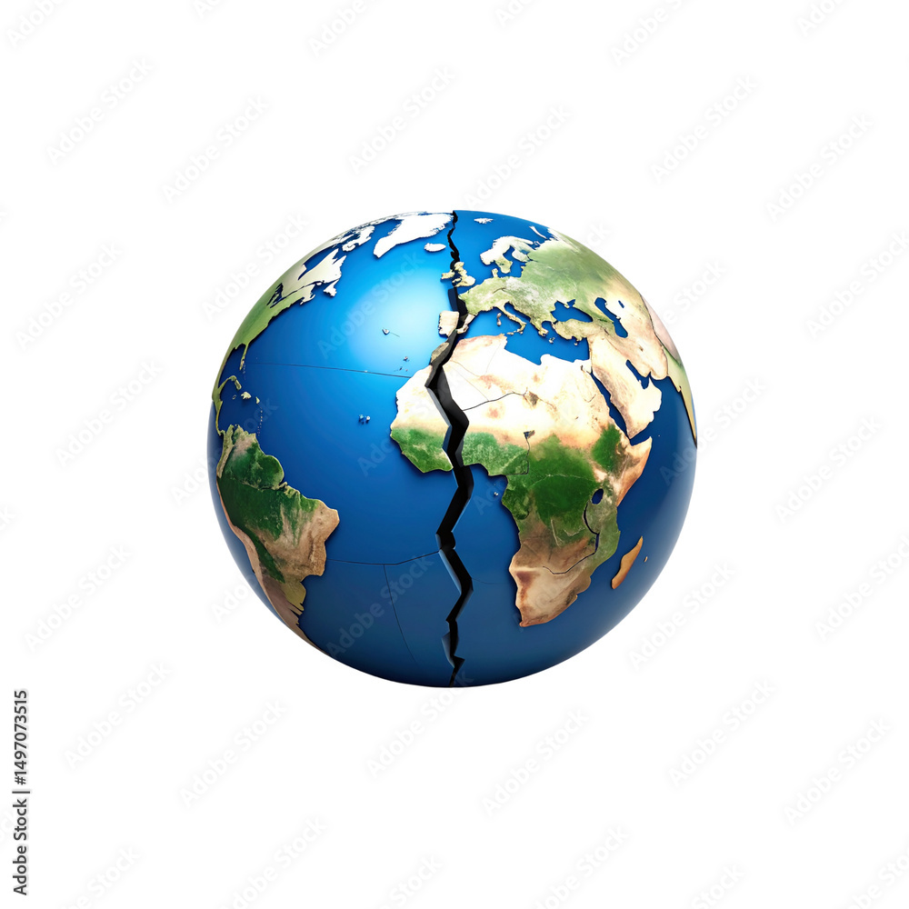 Fototapeta premium 3D spherical globe on white background