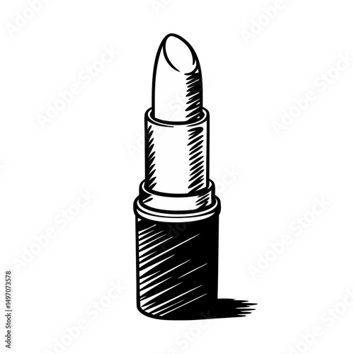 Hand-Drawn Illustration of Lipstick for Beauty Blogs, Cosmetics Websites, Makeup Tutorials, Fashion Content, and Social Media Posts  