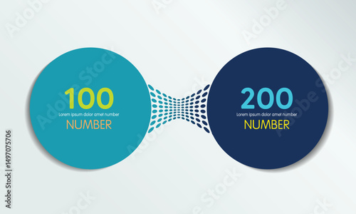 2 elements scheme, diagram. Two connected circles. Infographic template.