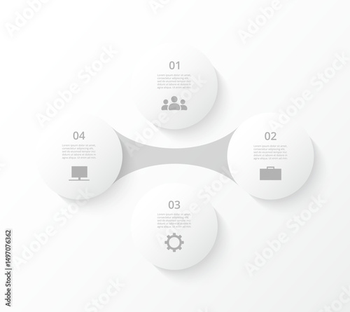 Creative infographic template with 4 steps, options, parts or processes. Presentation of teamwork or business processes.