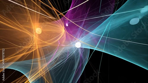 Abstract Digital Art Illustrating Colorful Light Trails and Arcs