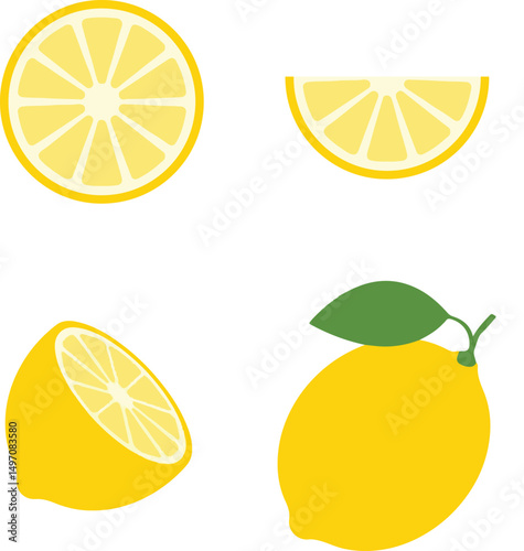 Lemon fruit set Pro Vector , vector illustration of lemon