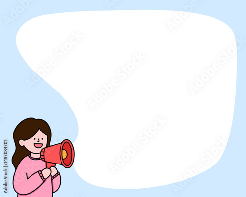 확성기 든 사람 캐릭터 프레임 테두리(loudspeaker person character frame)