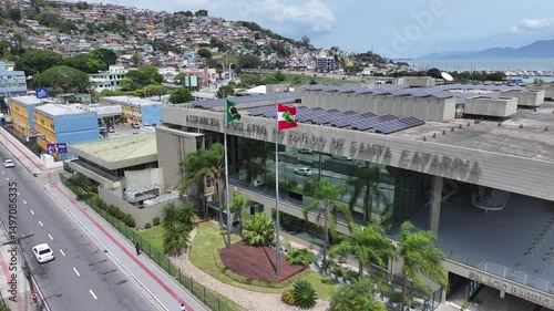 Legislative Assembly In Florianopolis Santa Catarina Brazil. Aerial View Of Famous Governement Building Of The Country. Business Clouds Sky Downtown Cityscape. Backgrounds Famous. photo
