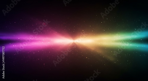 Vibrant Rainbow Light Burst Abstract Background with Sparkling Dust