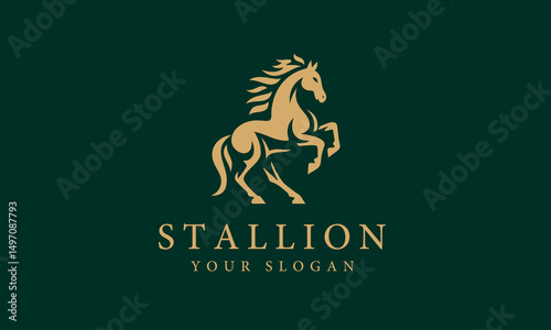Elegant stallion emblem. Royal horse logo icon. Equine branding icon. Equestrian stables symbol. Vector illustration.