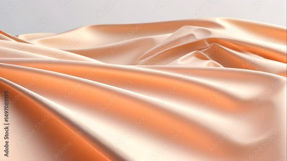 Abstract Peach Color Background with Flowing Fabric Shapes and Texture