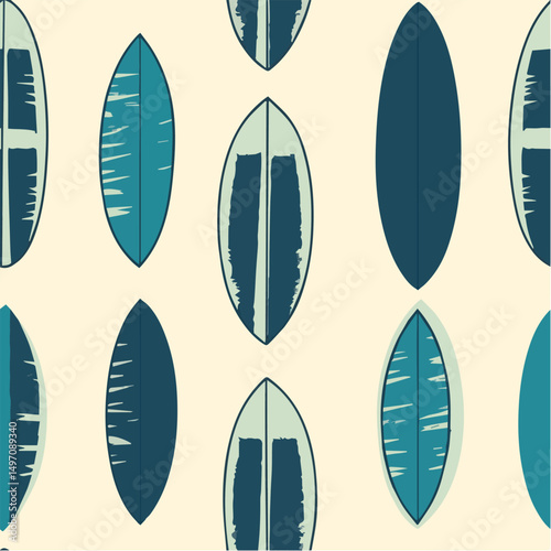  Illustration seamless pattern of Retro surf for poster