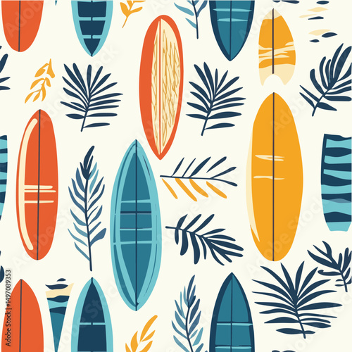  Illustration seamless pattern of Retro surf for poster